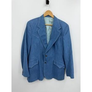 Lee Vintage Western Blazer Mens 42R Blue Denim Sport Coat Made in USA